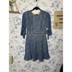 WAYF Lace Print Dress With Bell Sleeves NWT Size Small